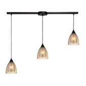 Layers 3 Light Pendant In Oil Rubbed Bronze And Amber Teak Glass - Elk Lighting 10474/3L