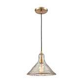 Hand Formed Glass 1-Light Mini Pendant in Satin Brass with Champagne-plated Hand-formed Glass - Elk Lighting 10486/1