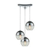 Revelo 3-Light Triangular Pendant Fixture in Polished Chrome with Clear and Chrome-plated Glass - Elk Lighting 10492/3