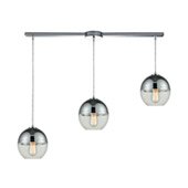 Revelo 3-Light Linear Mini Pendant Fixture in Polished Chrome with Clear and Chrome-plated Glass - Elk Lighting 10492/3L