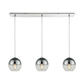 Revelo 3-Light Linear Mini Pendant Fixture in Polished Chrome with Clear and Chrome-plated Glass - Elk Lighting 10492/3LP