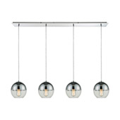 Revelo 4-Light Linear Pendant Fixture in Polished Chrome with Clear and Chrome-plated Glass - Elk Lighting 10492/4LP