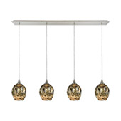 Morph 4-Light Linear Pendant Fixture in Satin Nickel with Chrome-plated Blown Glass - Elk Lighting 10512/4LP