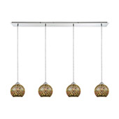 Illusions 4-Light Linear Pendant Fixture in Polished Chrome with 3-D Graffiti Glass - Elk Lighting 10518/4LP