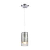 Tallula 1-Light Mini Pendant in Chrome with Chrome-plated and Clear Crackle Glass - Elk Lighting 10570/1
