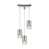 Tallula 3-Light Triangular Pendant Fixture in Chrome with Chrome-plated and Clear Crackle Glass - Elk Lighting 10570/3