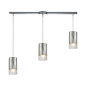 Tallula 3-Light Linear Mini Pendant Fixture in Chrome with Chrome-plated and Clear Crackle Glass - Elk Lighting 10570/3L