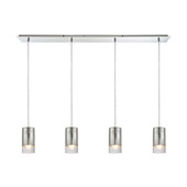 Tallula 4-Light Linear Pendant Fixture in Chrome with Chrome-plated and Clear Crackle Glass - Elk Lighting 10570/4LP