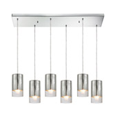 Tallula 6-Light Rectangular Pendant Fixture in Chrome with Chrome-plated and Clear Crackle Glass - Elk Lighting 10570/6RC