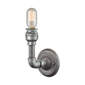 Cast Iron Pipe 1 Light Vanity In Weathered Zinc - Elk Lighting 10682/1
