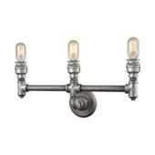 Cast Iron Pipe 3 Light Vanity In Weathered Zinc - Elk Lighting 10684/3