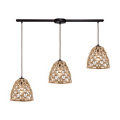 Coastal Inlet 3-Light Linear Mini Pendant Fixture in Oil Rubbed Bronze with Rope - Elk Lighting 10709/3L