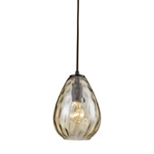 Lagoon 1-Light Mini Pendant in Oil Rubbed Bronze with Champagne-plated Water Glass - Elk Lighting 10780/1