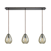 Lagoon 3-Light Linear Mini Pendant Fixture in Oil Rubbed Bronze with Champagne-plated Water Glass - Elk Lighting 10780/3LP