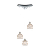 Kersey 3-Light Triangular Mini Pendant Fixture in Polished Chrome with Clear Crystal - Elk Lighting 10824/3