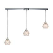 Kersey 3-Light Linear Mini Pendant Fixture in Polished Chrome with Clear Crystal - Elk Lighting 10824/3L