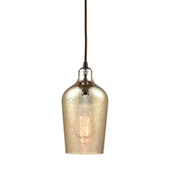 Hammered Glass 1-Light Mini Pendant in Oiled Bronze with Amber-plated - Elk Lighting 10840/1
