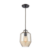 Barrel 1-Light Mini Pendant in Oil Rubbed Bronze with Champagne-plated Blown Glass - Elk Lighting 10910/1