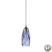 Milan 1 Light Pendant In Satin Nickel And Starburst Blue Glass - Elk Lighting 110-1BL-LA