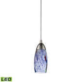 Milan 1 Light Led Pendant In Satin Nickel And Starlight Blue Glass - Elk Lighting 110-1BL-LED