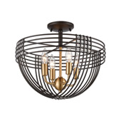 Concentric 4-Light Semi Flush Mount in Oil Rubbed Bronze with Clear Crystal Beads - Elk Lighting 11191/4