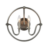 Stanton 2 Light Wall Sconce In Weathered Zinc With Brushed Nickel Accents - Elk Lighting 11840/2