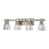 Ensley 4-Light Vanity Lamp in Satin Nickel with Square-to-Round Clear Glass - Elk Lighting 11983/4