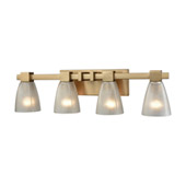 Ensley 4-Light Vanity Lamp in Satin Brass with Square-to-Round Frosted Glass - Elk Lighting 11993/4