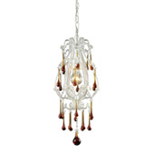 Opulence 1-Light Mini Pendant in Antique White with Amber Crystals - Elk Lighting 12003/1AMB