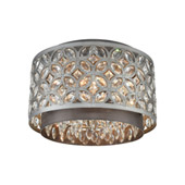 Rosslyn 4-Light Flush Mount in Weathered Zinc and Matte Silver with Crystal and Metalwork Shade - Elk Lighting 12161/4