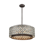 Rosslyn 6-Light Chandelier in Weathered Zinc and Matte Silver with Crystal and Metalwork Shade - Elk Lighting 12164/6
