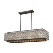 Rosslyn 8-Light Linear Chandelier in Weathered Zinc and Matte Silver with Crystal and Metalwork - Elk Lighting 12165/8