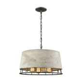 Brocca 4-Light Chandelier in Silverdust Iron with Concrete and Metal Shade - Elk Lighting 14319/4