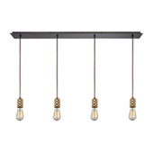 Camley 4 Light Pendant In Polished Gold And Oil Rubbed Bronze - Elk Lighting 14391/4LP