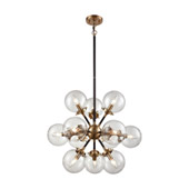 Boudreaux 12-Light Chandelier in Antique Gold and Matte Black with Sphere-shaped Glass - Elk Lighting 14434/12