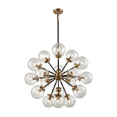Boudreaux 18-Light Chandelier in Antique Gold and Matte Black with Sphere-shaped Glass - Elk Lighting 14435/18