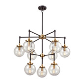 Boudreaux 9-Light Chandelier in Matte Black and Antique Gold with Sphere-shaped Glass - Elk Lighting 14438/6+3