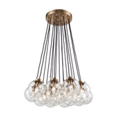 Boudreaux 17-Light Chandelier in Satin Brass with Sphere-shaped Glass - Elk Lighting 14466/17