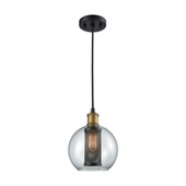 Bremington 1-Light Mini Pendant in Oiled Bronze with Clear Glass and Cage - Elk Lighting 14530/1