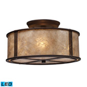 Barringer 3 Light Led Semi Flush In Aged Bronze And Tan Mica - Elk Lighting 15031/3-LED