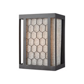 Filmore 1-Light Sconce in Oiled Bronze with Wire Mesh and Gray Linen Fabric Shade - Elk Lighting 15240/1