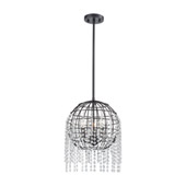 Yardley 3-Light Pendant in Oil Rubbed Bronze with Wire Cage and Clear Crystal - Elk Lighting 15304/3