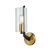 Blakeslee 1-Light Wall Lamp in Matte Black and Satin Brass with Clear Glass - Elk Lighting 15310/1