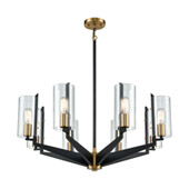 Blakeslee 8-Light Chandelier in Matte Black and Satin Brass with Clear Glass - Elk Lighting 15316/8