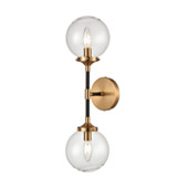 Boudreaux 2-Light Sconce in Matte Black and Antique Gold with Clear Glass - Elk Lighting 15340/2