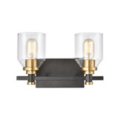 Cambria 2-Light Vanity Light in Matte Black with Clear Glass - Elk Lighting 15401/2