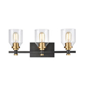 Cambria 3-Light Vanity Light in Matte Black with Clear Glass - Elk Lighting 15402/3