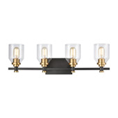 Cambria 4-Light Vanity Light in Matte Black with Clear Glass - Elk Lighting 15403/4