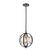 Oriah 1-Light Mini Pendant in Matte Black with Mercury Glass - Elk Lighting 15424/1