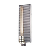 Corrugated Steel 1 Light Wall Sconce In Weathered Zinc And Polished Nickel - Elk Lighting 15921/1